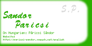 sandor paricsi business card